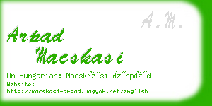 arpad macskasi business card